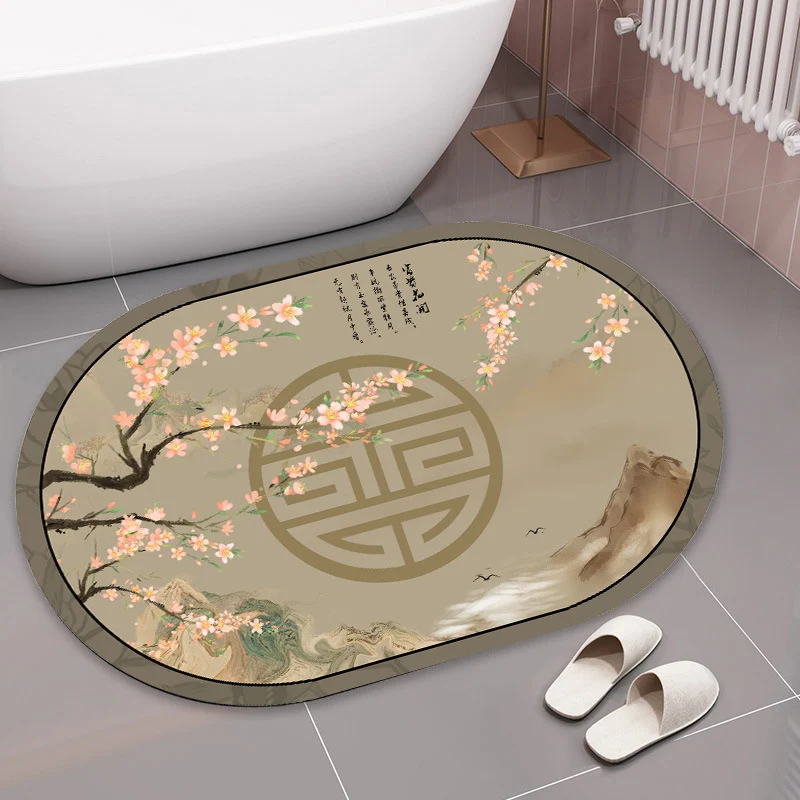 Elegant Floral Print Bath Mat Stornfield