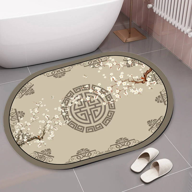 Elegant Floral Print Bath Mat Stornfield