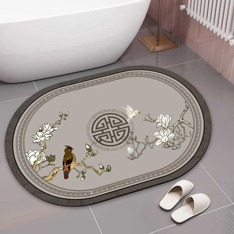 Elegant Floral Print Bath Mat Stornfield