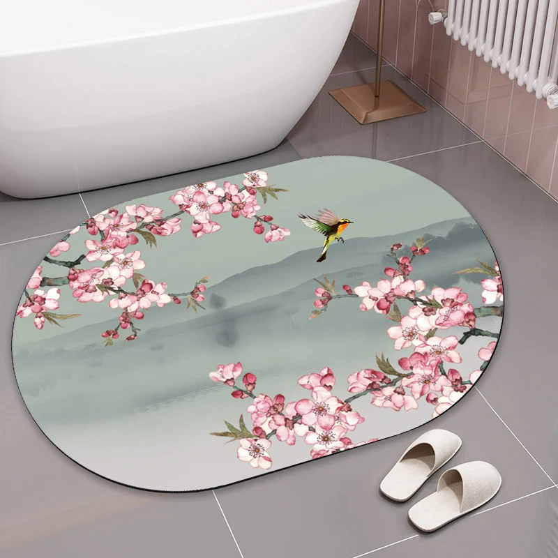 Elegant Floral Print Bath Mat Stornfield