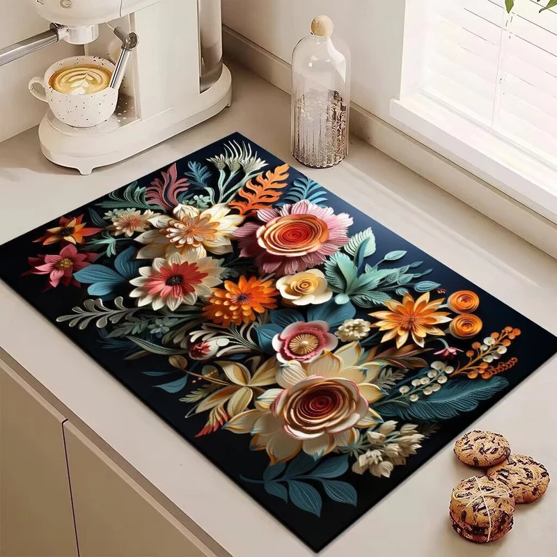 Decorative Floral Kitchen Mat Stornfield