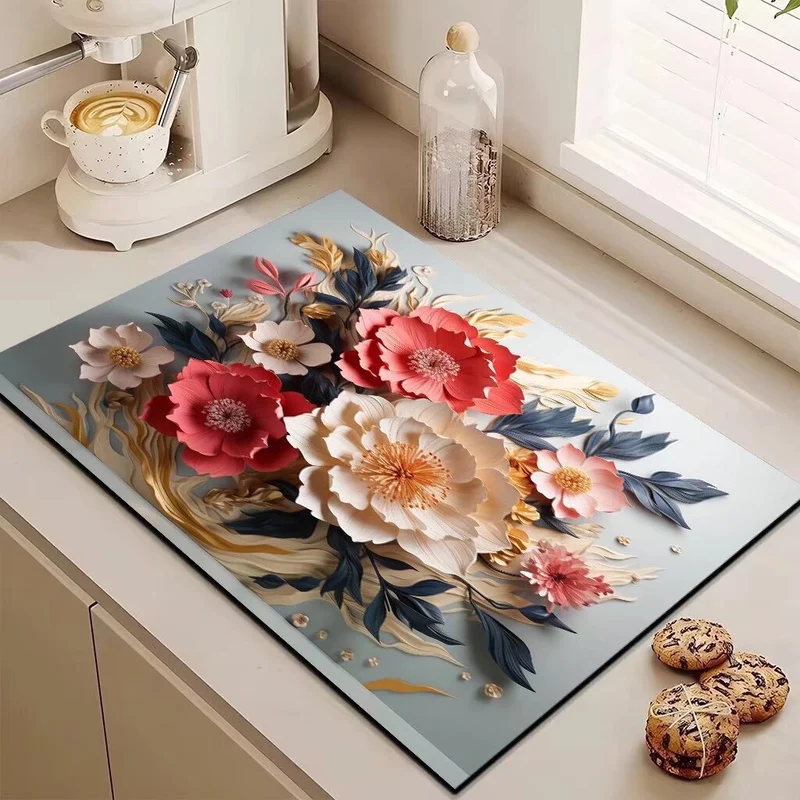 Decorative Floral Kitchen Mat Stornfield
