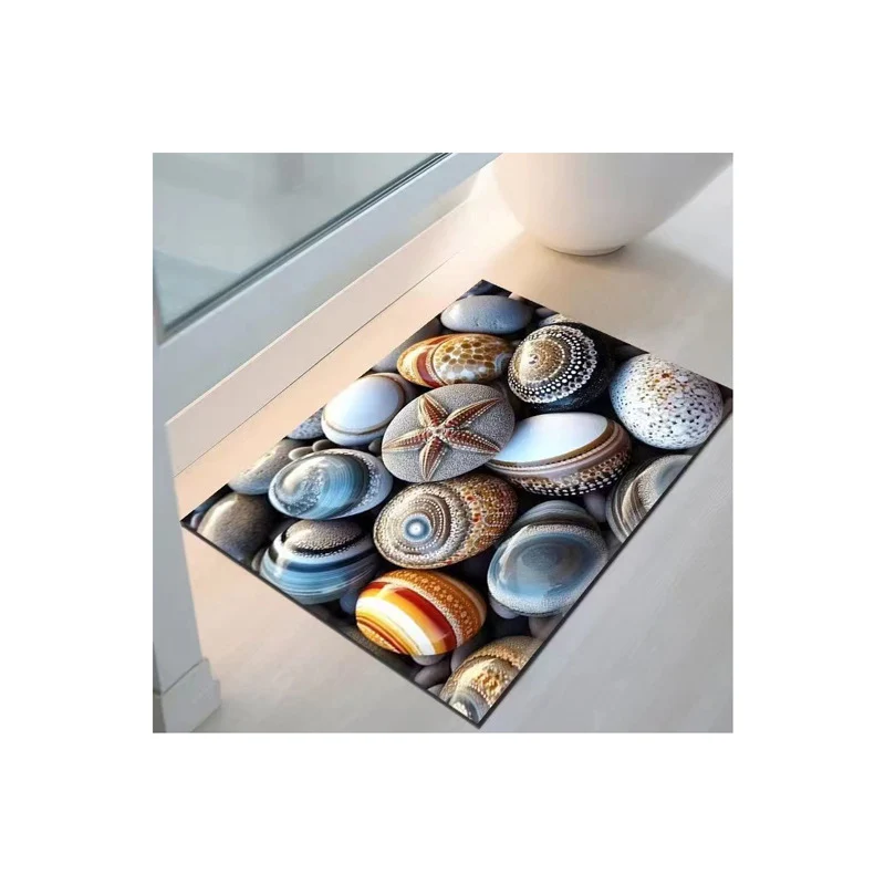 Coastal Seashell Design Bath Mat Stornfield