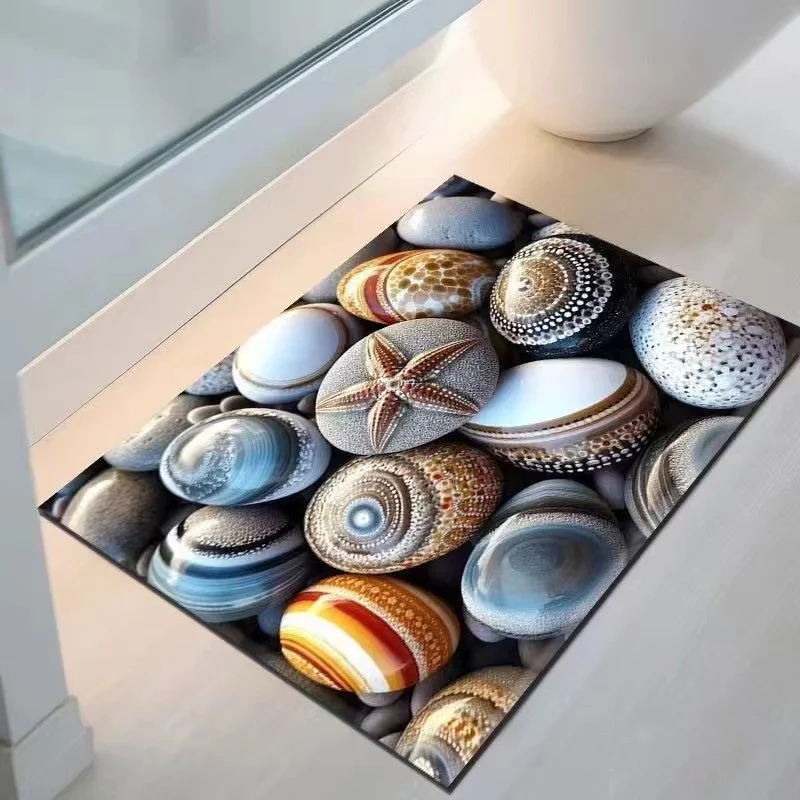 Coastal Seashell Design Bath Mat Stornfield