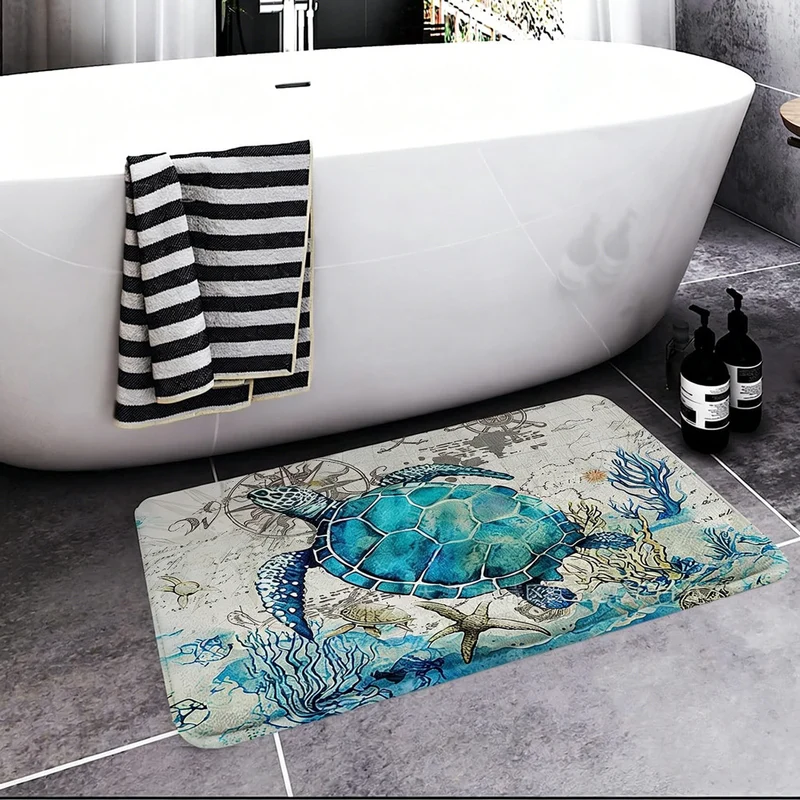 Coastal Nautical Bath Mat Stornfield