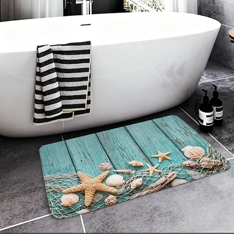 Coastal Nautical Bath Mat Stornfield