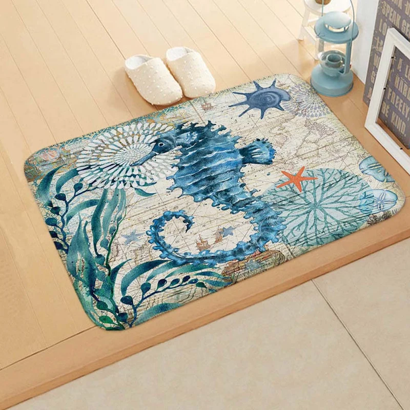 Coastal Nautical Bath Mat Stornfield