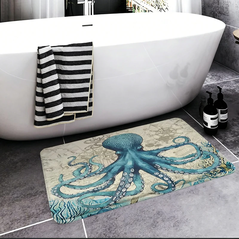 Coastal Nautical Bath Mat Stornfield