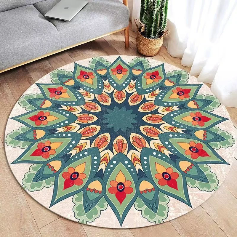 Circular Vintage Floral Area Rug Stornfield