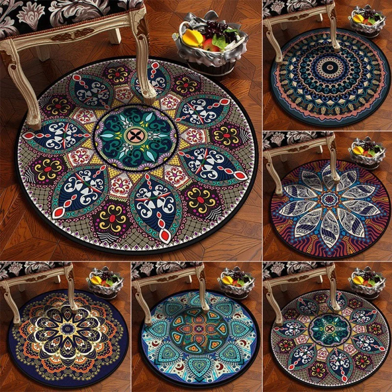 Circular Vintage Floral Area Rug Stornfield