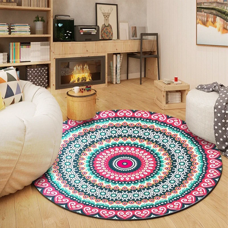 Circular Vintage Floral Area Rug Stornfield