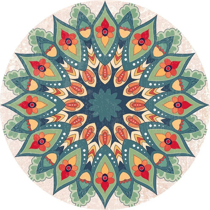 Circular Vintage Floral Area Rug Stornfield