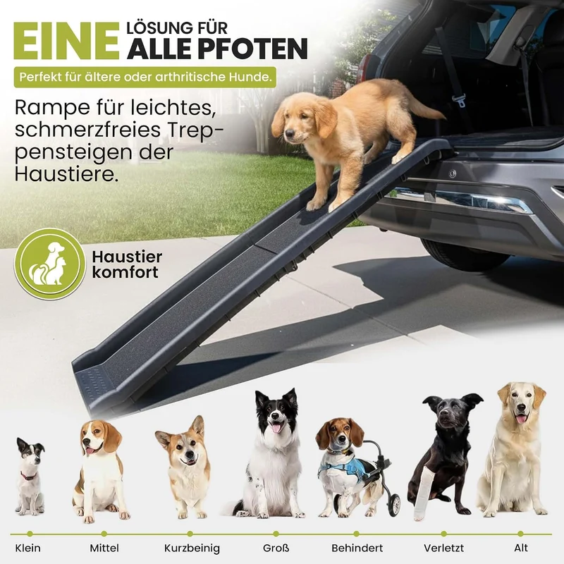 Hunderampe klappbar – Faltbare Auto-Einstiegshilfe für Hunde (90kg)