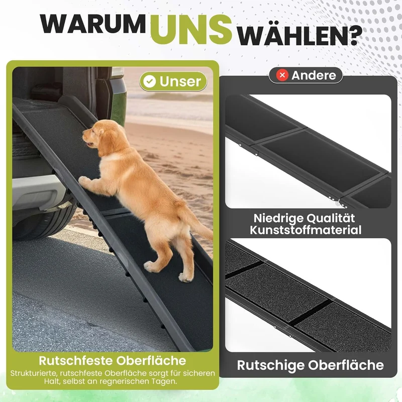 Hunderampe klappbar – Faltbare Auto-Einstiegshilfe für Hunde (90kg)