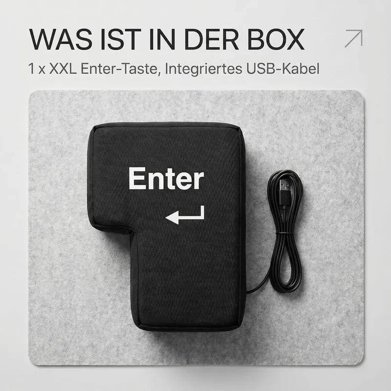 XXL Big Enter Taste USB - Anti-Stress Kissen für Büro & Gaming