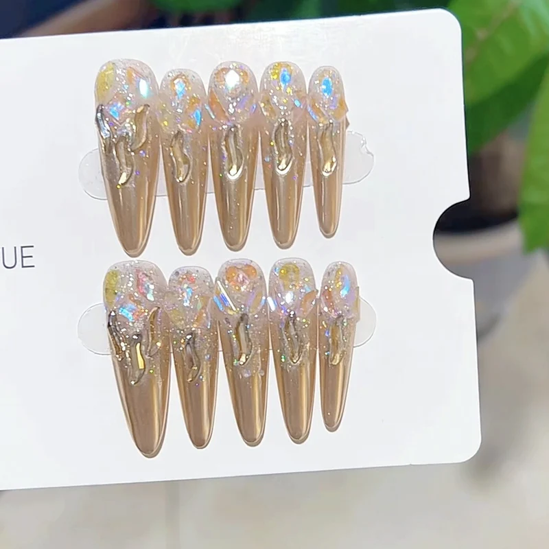 Premium Stiletto Press-On Nails with Glitter Accents Stornfield