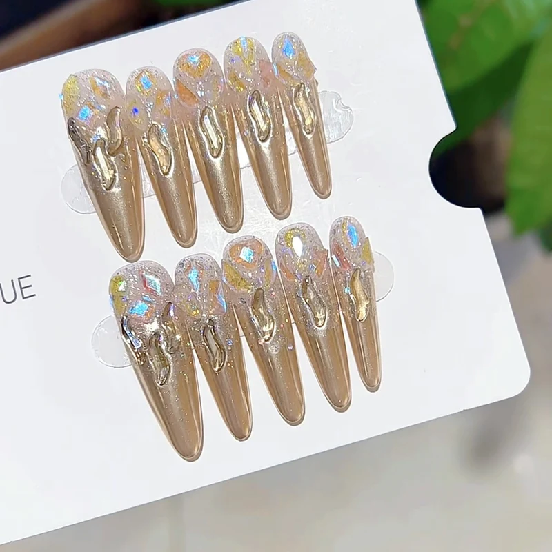 Premium Stiletto Press-On Nails with Glitter Accents Stornfield
