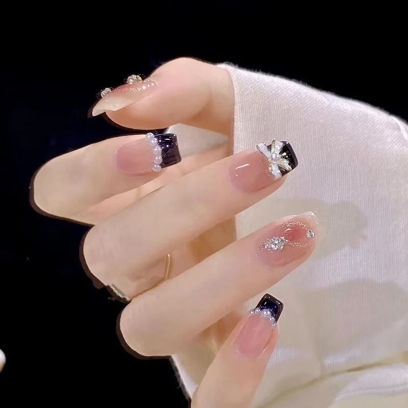 Premium Rhinestone-Embellished Press-On Nail Art Stornfield