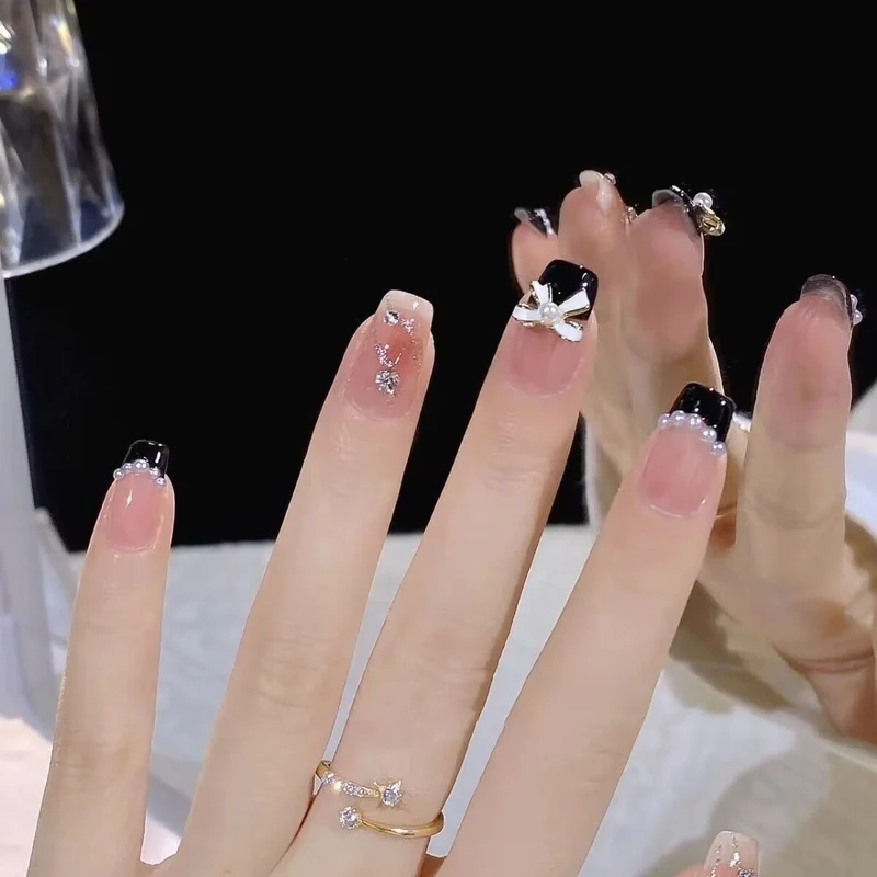 Premium Rhinestone-Embellished Press-On Nail Art Stornfield