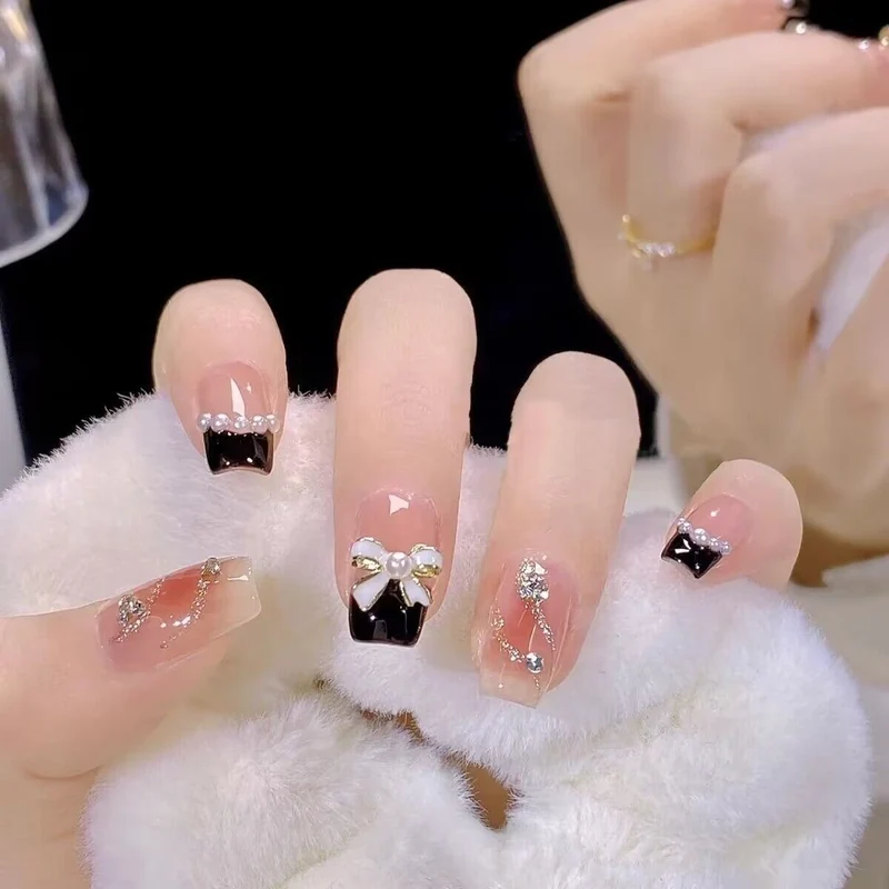Premium Rhinestone-Embellished Press-On Nail Art Stornfield