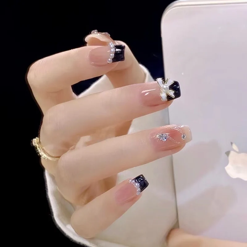 Premium Rhinestone-Embellished Press-On Nail Art Stornfield