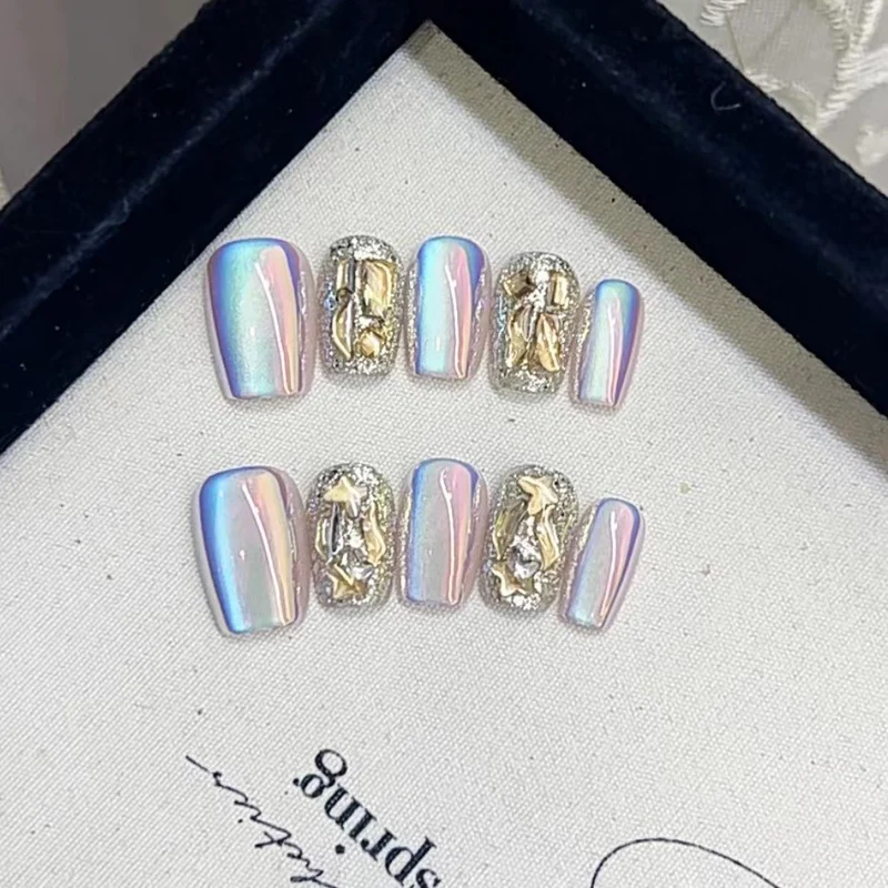 Premium Iridescent Nail Art Set with Gemstone Accents Stornfield