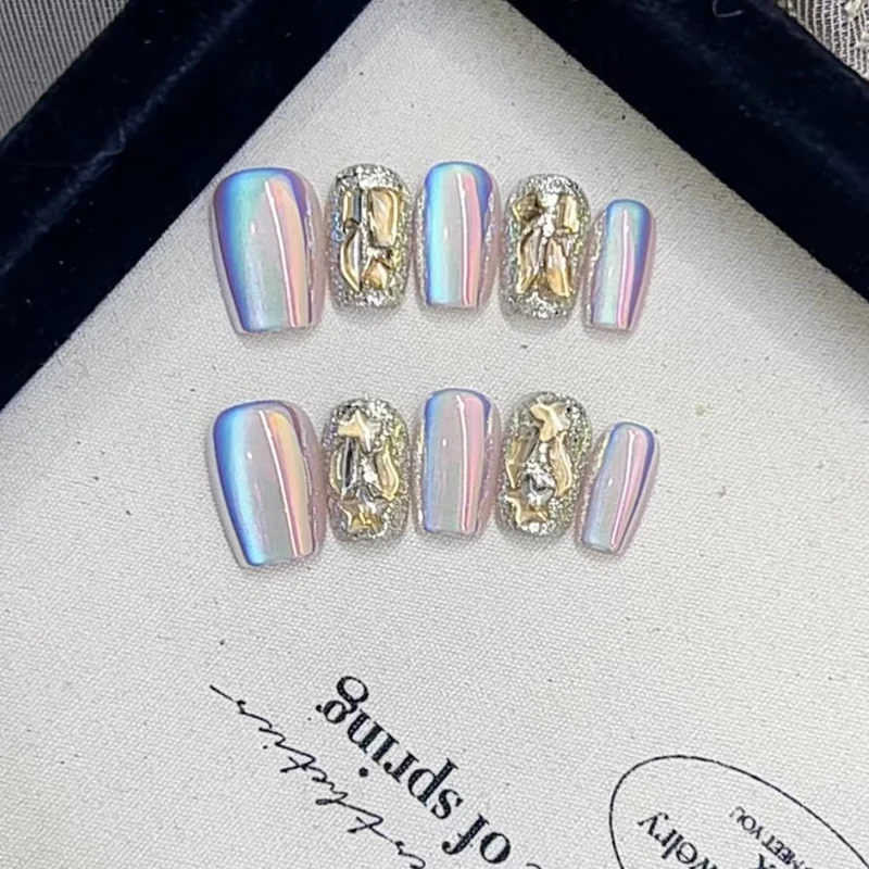 Premium Iridescent Nail Art Set with Gemstone Accents Stornfield
