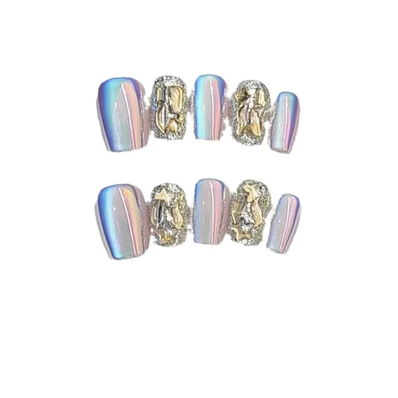 Premium Iridescent Nail Art Set with Gemstone Accents Stornfield