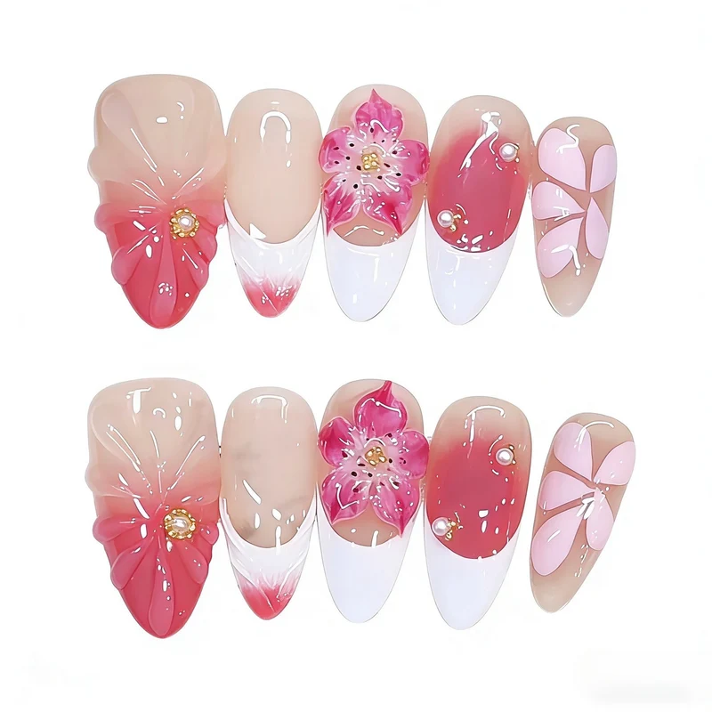Premium Floral Press-On Nail Art Set Stornfield