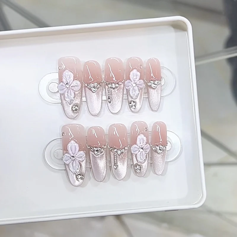 Premium Floral-Decorated Press-On Nail Set Stornfield