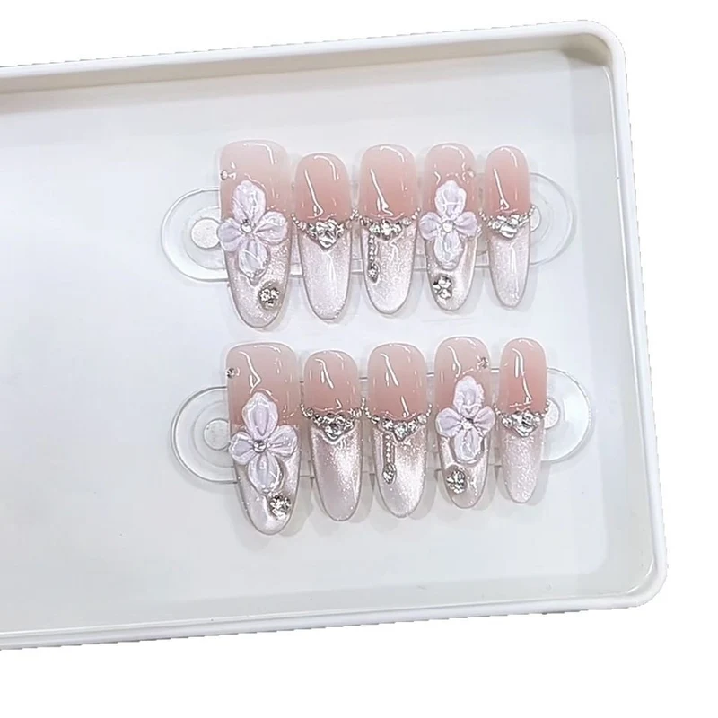 Premium Floral-Decorated Press-On Nail Set Stornfield