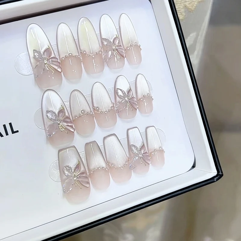 Premium Decorative Press-On Nail Set with Butterflies Stornfield