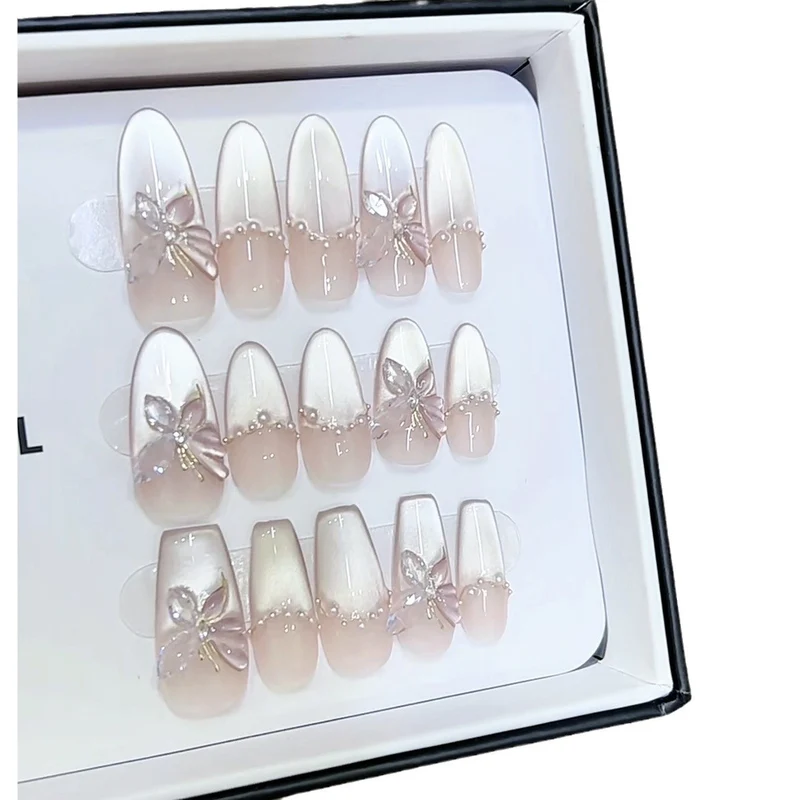 Premium Decorative Press-On Nail Set with Butterflies Stornfield