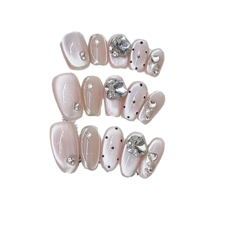 Glamorous Rhinestone-Enhanced Press-On Nail Set Stornfield