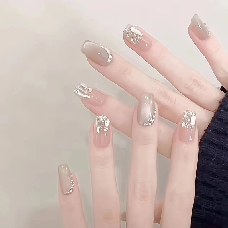Glamorous Rhinestone-Accented Press-On Nails Stornfield