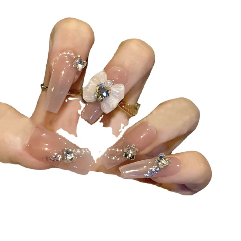 Floral Rhinestone Press-On Nail Art Stornfield