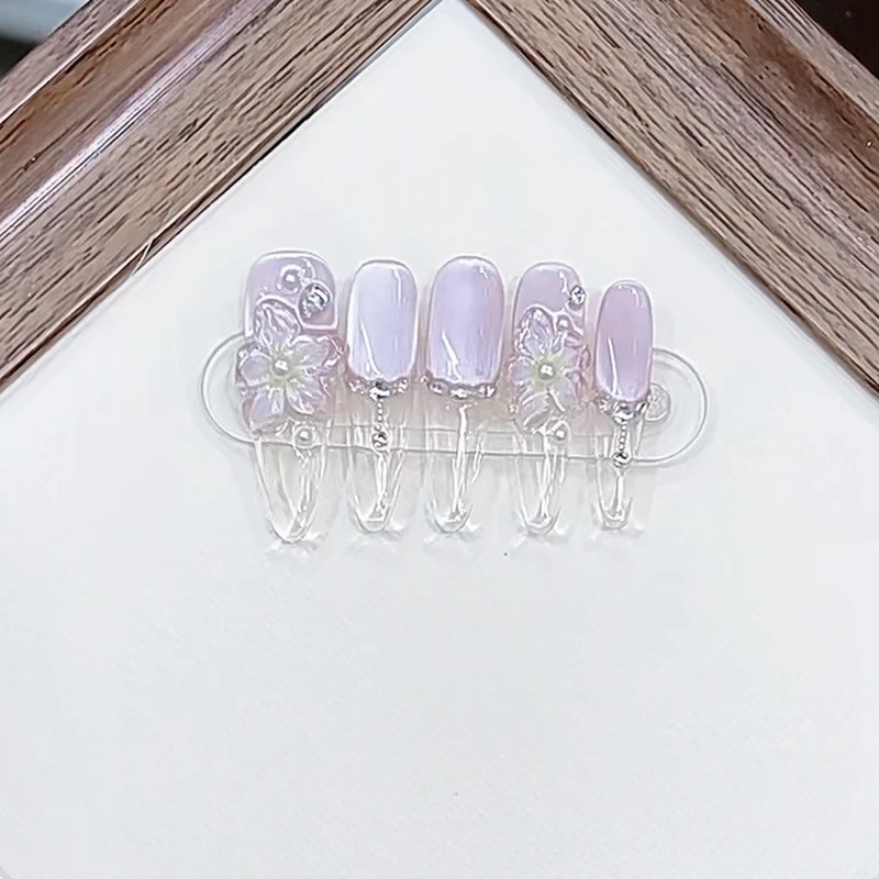 Floral Embellished Press-On Nail Set Stornfield