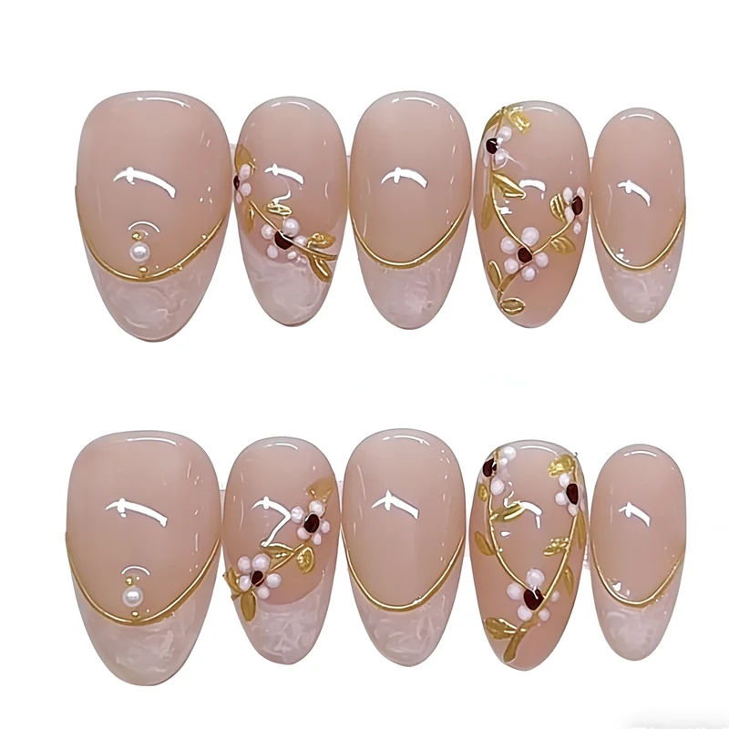 Floral Embellished Press-On Nail Art Stornfield