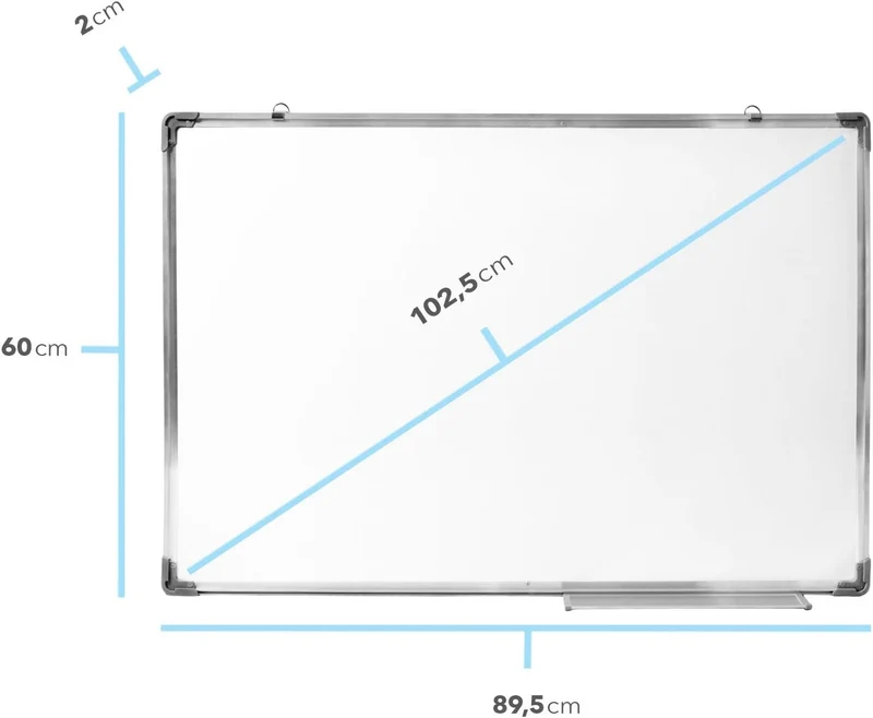 Magnetisches Whiteboard 90x60 cm mit Alurahmen & Ablage