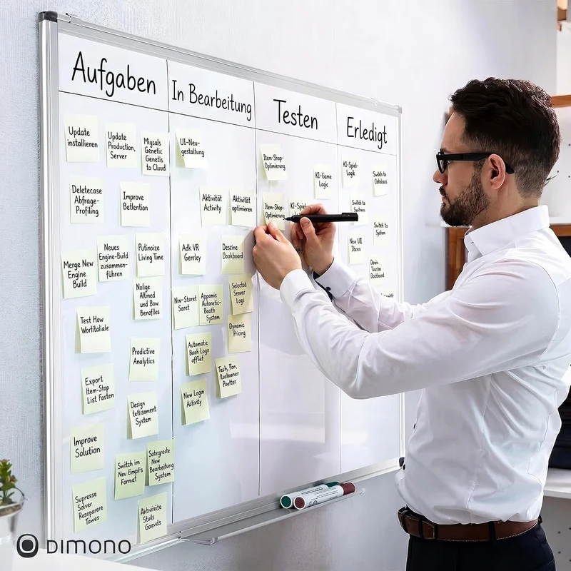 Magnetisches Whiteboard 90x60 cm mit Alurahmen & Ablage