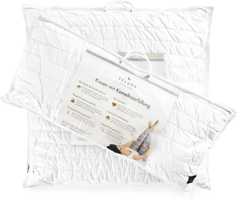 Kamelhaarkissen 40x80 cm - 100% Kamelhaar & Bio-Baumwolle