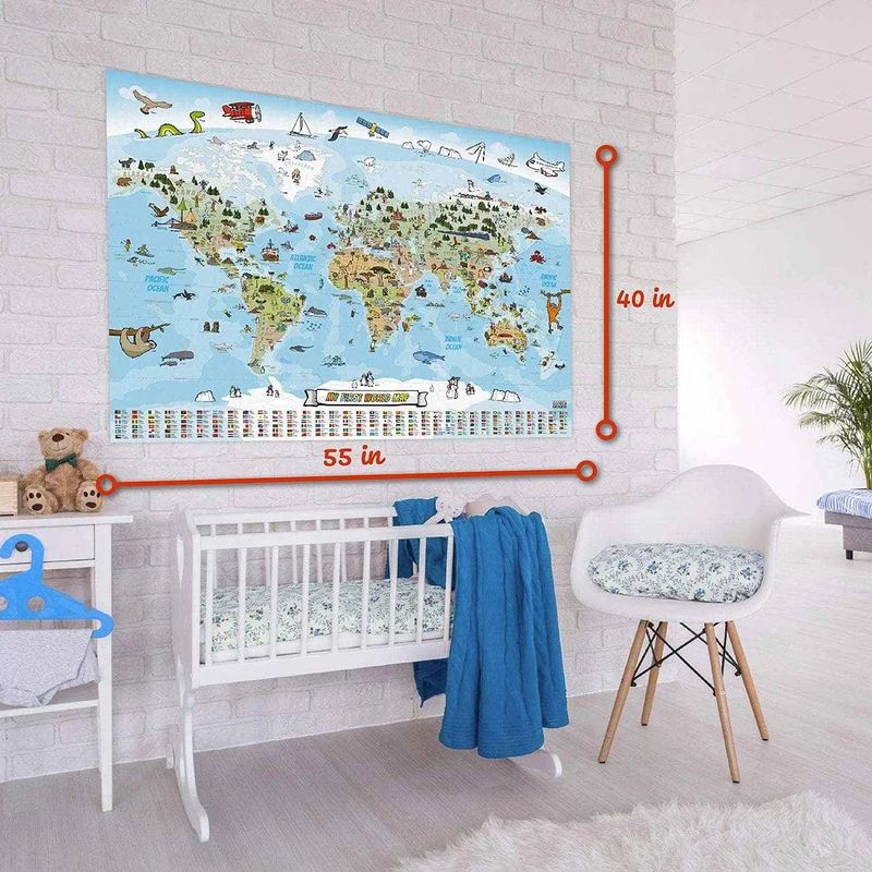 Kinder Weltkarte XXL - 140x100cm Lernposter für Kinder