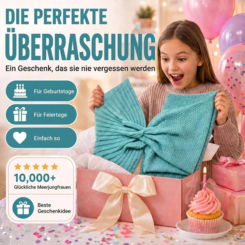Feluna Meerjungfrau Kuscheldecke – 180x85 cm – Weiche Strickdecke