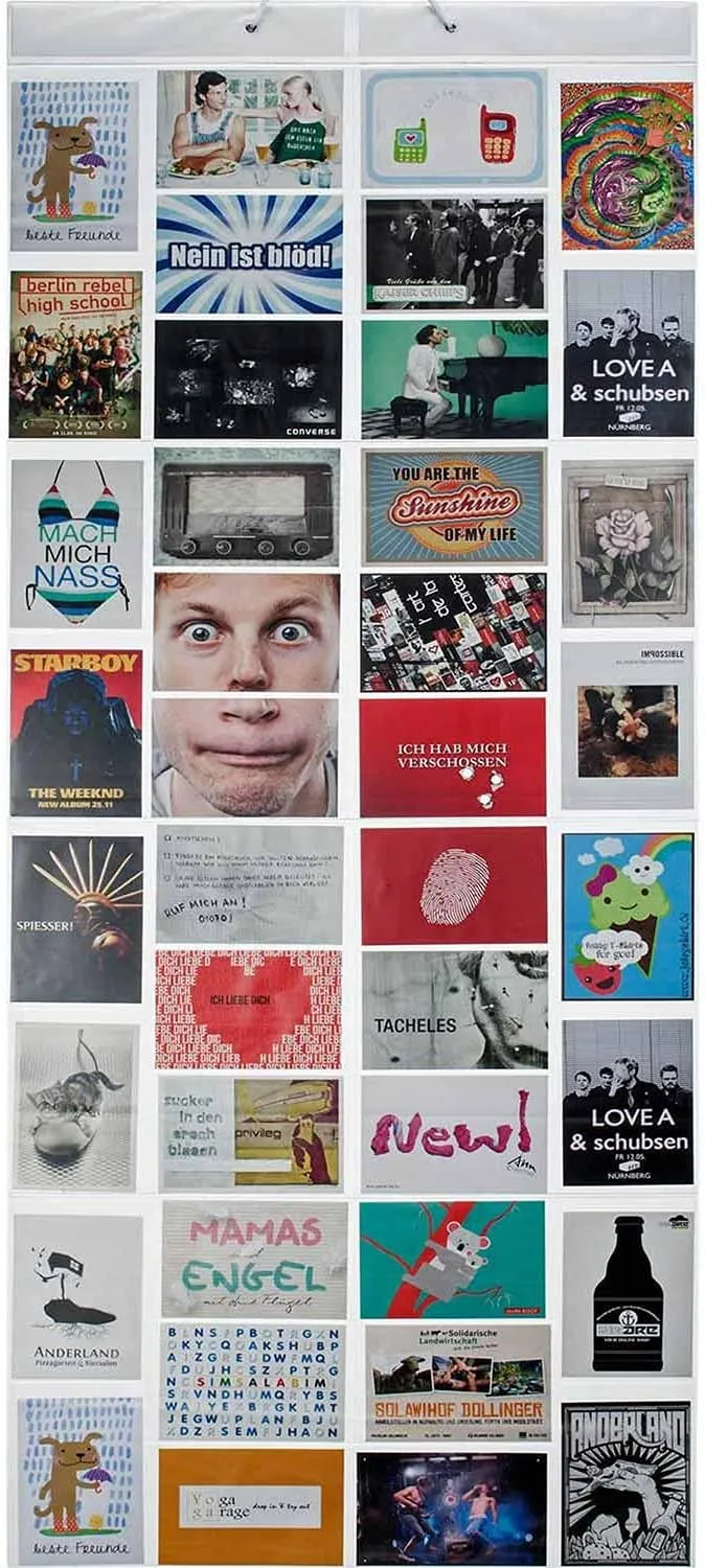 Fotovorhang für 40 Fotos – Transparente Bilderrahmen-Collage 150x55cm
