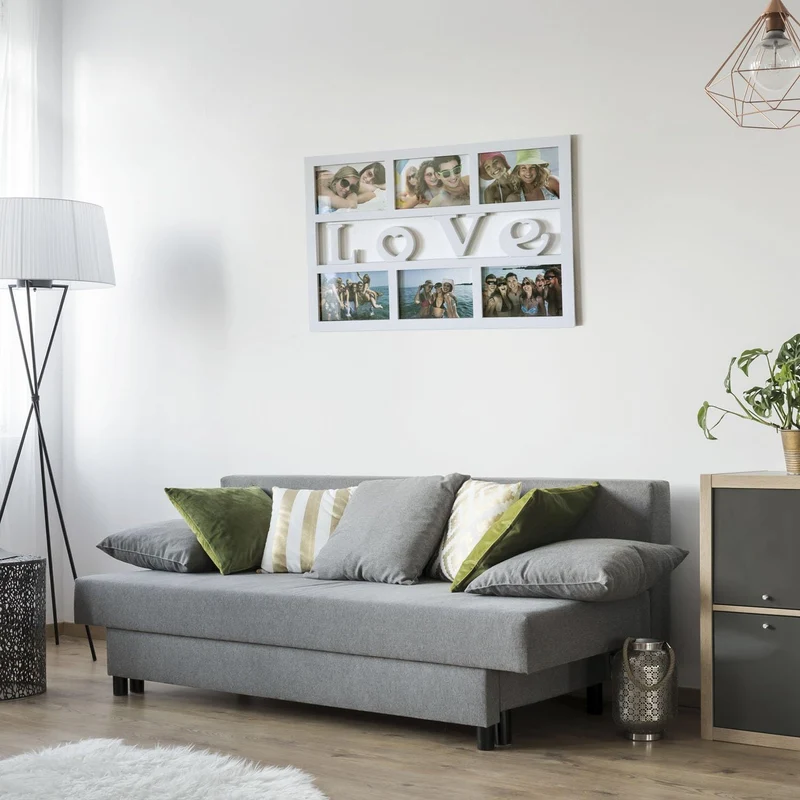 LOVE Bilderrahmen für 6 Fotos - Moderner Galerierahmen Weiß