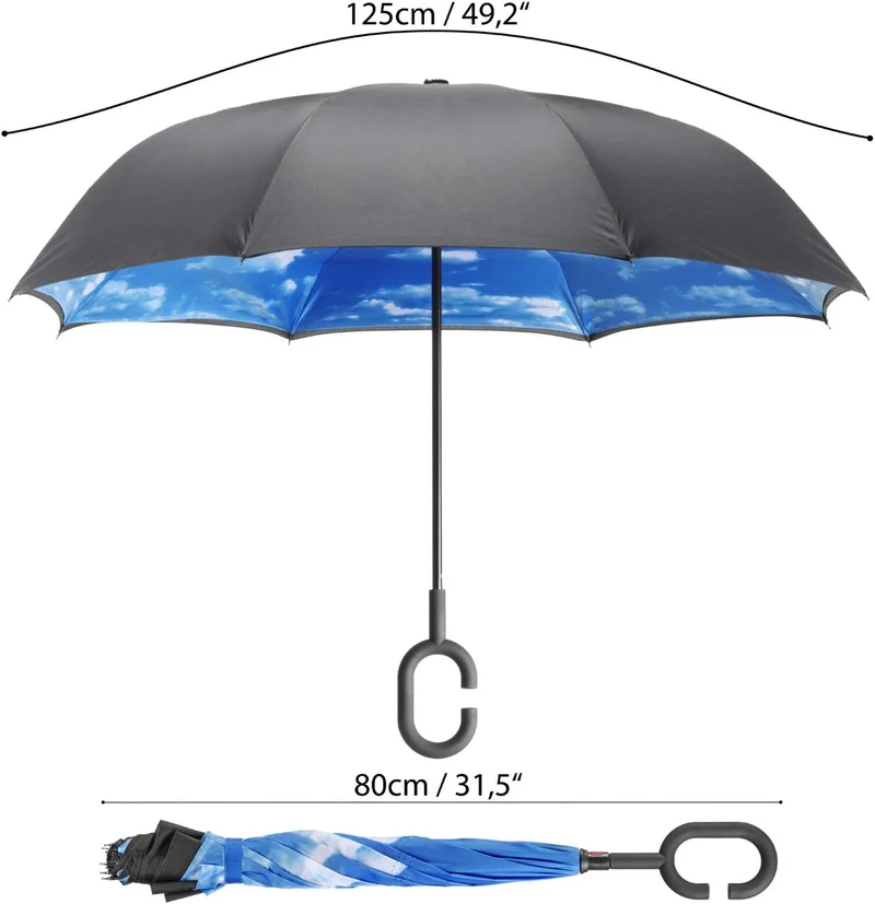 Invert-Regenschirm mit Himmels-Design - Windfester Automatik-Schirm