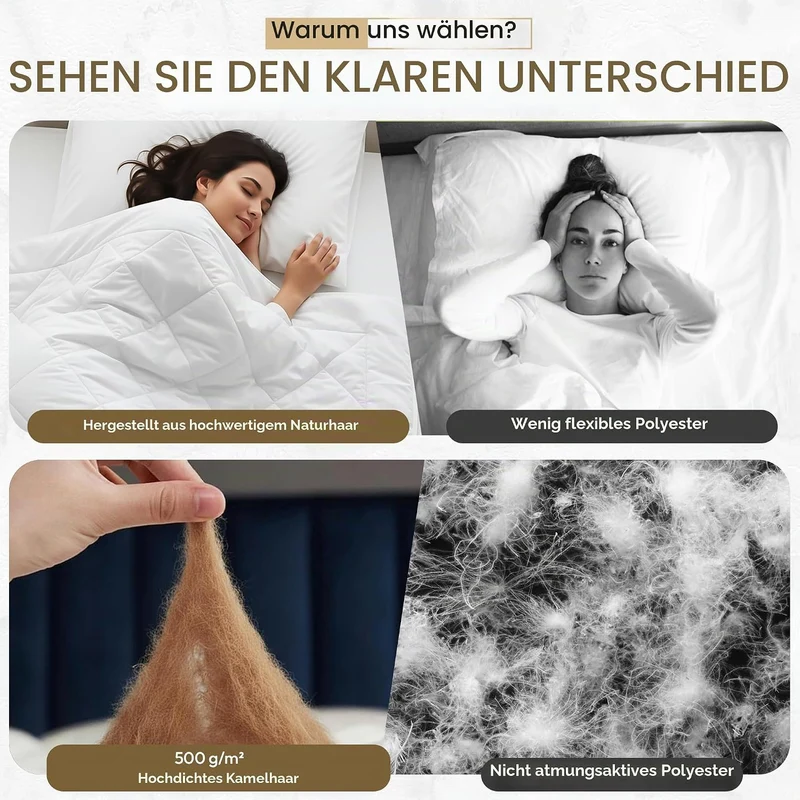 Hochwertige Kamelhaar-Ganzjahresdecke – Temperaturregulierend & weich