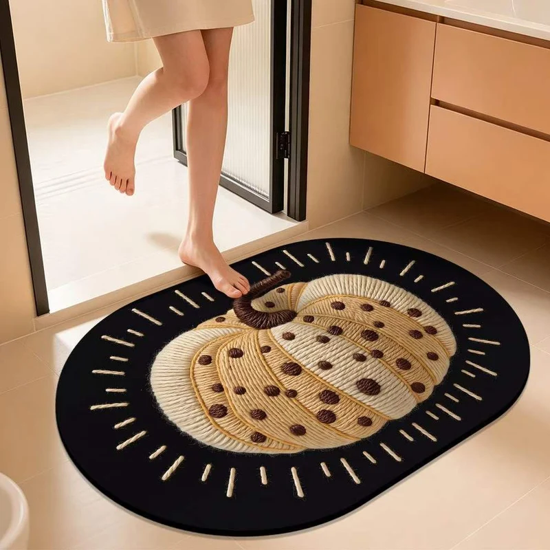 Pumpkin-Themed Decorative Bath Mat Stornfield