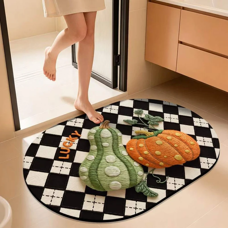 Pumpkin-Themed Decorative Bath Mat Stornfield