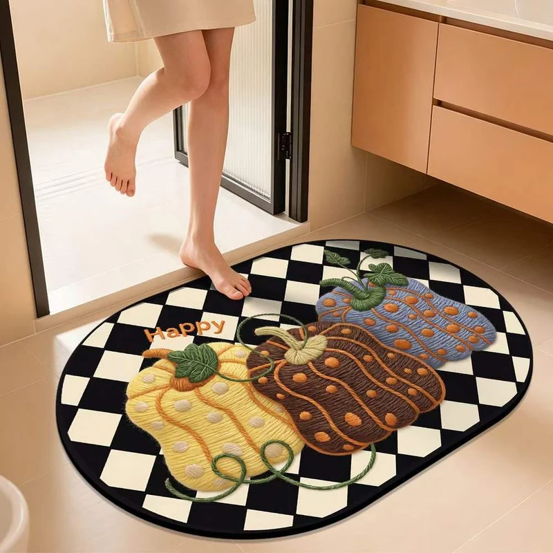 Pumpkin-Themed Decorative Bath Mat Stornfield